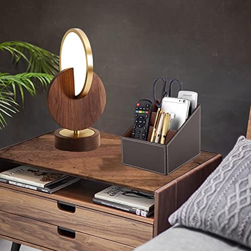 TV Remote Control Organizer/Caddy with 3 Compartments,PU Leather Remote Holder Bedside Table Top, Storage Box, Mobile Phone and Media Accessory Storage,Desk Organizers(brown) - Image 7