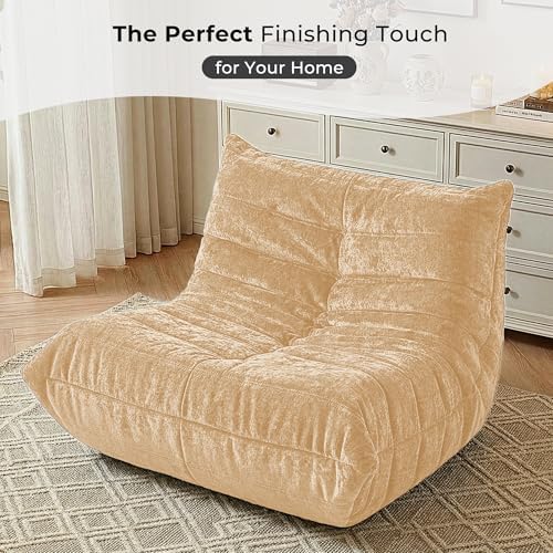 HABUTWAY Giant Bean Bag Chairs Lazy Sofa for Adults,Single,Khaki | Bean Bag Sofa with Filler Faux Fur, Memory Foam Bean Bag Fireside Lazy Sofa Couches for Living Room, Bedroom, Office - Image 6