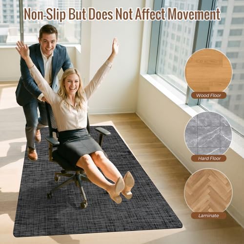 Office Chair Mat for Hardwood Floor 36x48 Inch, Non-Slip Heavy Duty Floor Protector, Easy Glide PVC Mat for Rolling Chairs, Ideal for Wood Tile & Hard Floors(Black) - Image 2