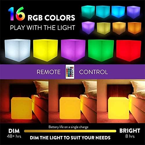 16 Inch Rechargeable LED Color Changing Cube Chair Light, Waterproof RGB Color Changing LED Light Cube Seat Stool Side Table w/Remote for Party Mood Lamp Night Romantic Decorative Lighting - Image 4