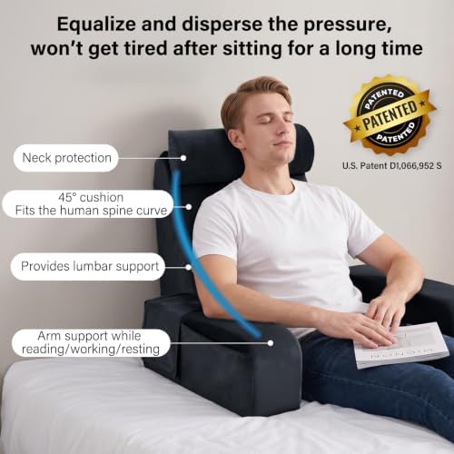 ENITYA 21" Reading Pillow for Bed with Firm Back Support & Big Pockets - Image 2