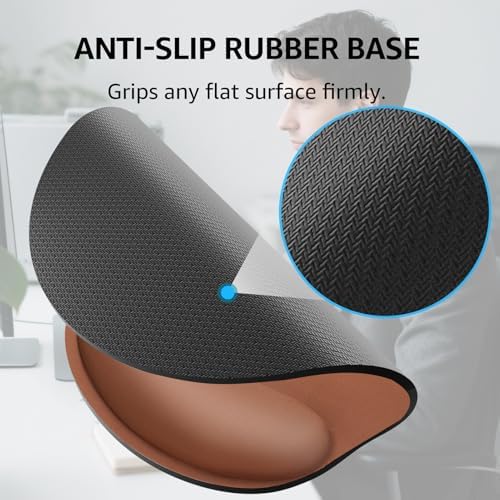 KTRIO Keyboard Wrist Rest & Mouse Pad with Wrist Rest, Coffee Brown | Memory Foam Wrist Support, Ergonomic Design, Non-Slip Base, Office and Home Use - Image 4