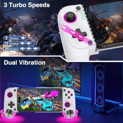 NealGamefy Phone Controller for iPhone/Android - Mobile Gaming Controller with Hall Effect Joystick, Phone Case Support, Turbo Function, Dual Vibration- Phone Controller Compatible with More Games - Image 5