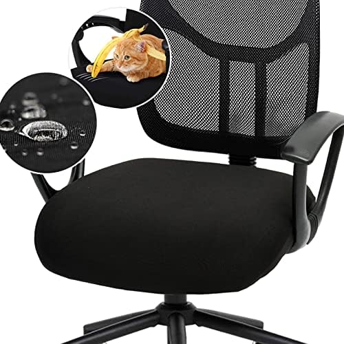 DIVA EN CAMINO DEC Water-Resistant Stretchable Desk Office Chair Seat Cushion Covers - Universal Spandex Computer Chair Slipcover - Removable Washable Cushion Protectors for Dogs, Cats, Black by DivaenCamino