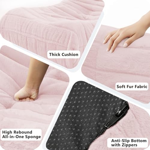 Bean Bag Chair for Adults, Giant Bean Bag Sofa Oversized Beanbag Chairs, Fireside Bean Bag Couch with High Density Sponge Filled Large Bean Bags Chair for Apartment Living Room Bedroom, Dusty Pink - Image 6