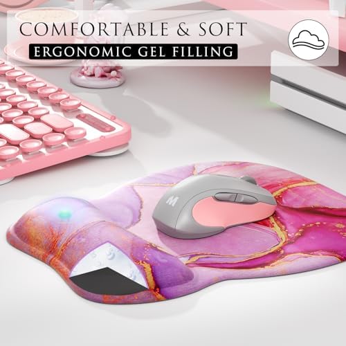 MROCO Ergonomic Mouse Pad with Gel Wrist Rest, 9.4 x 8.1 in, Pink Marble - Image 4