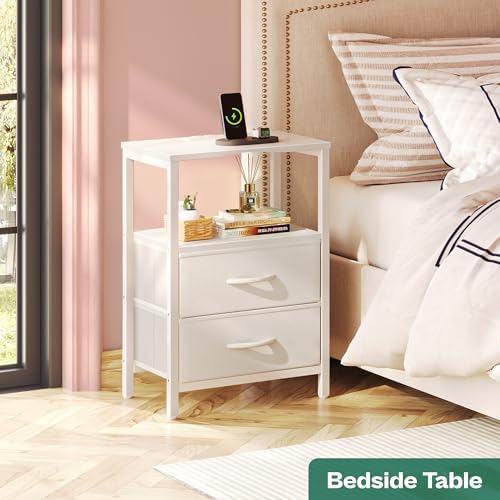 Huuger Nightstands Set of 2, End Tables with Charging Station, Side Table - Image 4