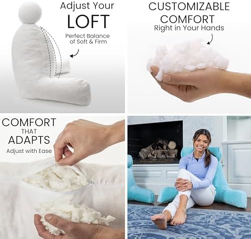 Husband Pillow XXL The Original for Adults - 30" Tall Backrest for Sitting Up in Bed - Firm Support Reading, Bed Rest Pillow for Adult, Neck Roll, Removable Cover - TV - Carolina Blue - Image 2