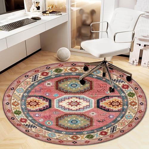 Office Chair Mat for Hardwood Floor, Vintage Computer Gaming Rolling Low Pile Carpet Floor Chair Mat, Anti-Slip Backing Round Desk Rug Floor Mat for Home by Heavyoff