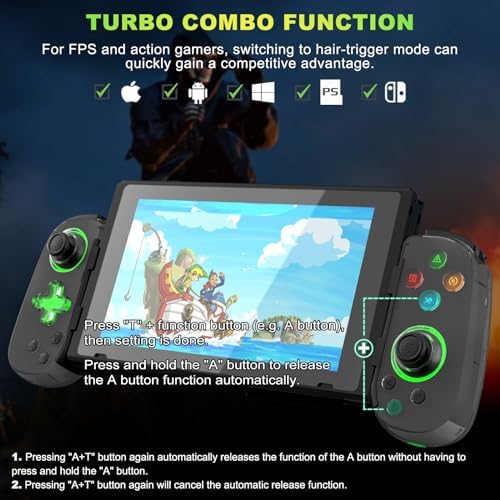 Koiiko Phone Game Controller for iPhone 17/Android/PC/Switch, Play COD, Genshin,Support Streaming on PS5/Xbox/PC Console, Cloud Gaming Wireless Gamepad Joystick, Turbo/6-Axis Gyro/Dual Motor, Green Light - Image 4
