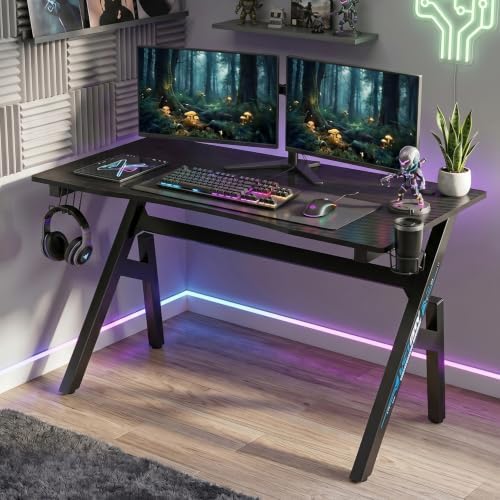 BestOffice | 47" Gaming Table | Black & Blue | R-Shaped Computer Desk - Image 2