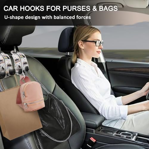 Blusabaca 2PCS Car Seat Headrest Hooks, Purses Bags Holder, Book Lover Cat - Image 2