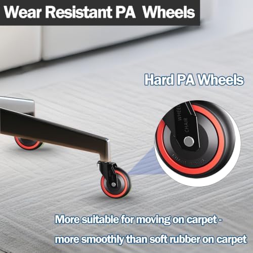 Office Chair Caster Wheels Replacement 3 Inch Roller Blade, Set of 5 | Tangle-Free Heavy Duty Quiet No Scratch Gaming Chair Wheel for Hardwood Floor Carpet, Universal Fit/Not Fit 1KEA - Image 6