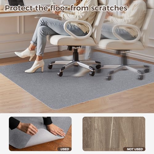 Office Chair Mat for Hardwood Floor 40x55 Inch, Non-Slip Rolling Chair Mat, Flat Lay Floor Protector for Wood Tile Laminate(Grey) - Image 4