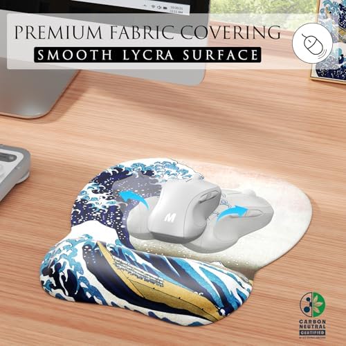 MROCO Ergonomic Mouse Pad with Gel Wrist Rest, 9.4 x 8.1 in, Great Wave - Image 2