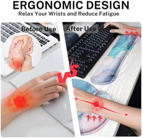 Arttown Keyboard Mouse Pad Set, 4 in 1 Desk Mat Set Marble Gradient - Image 4
