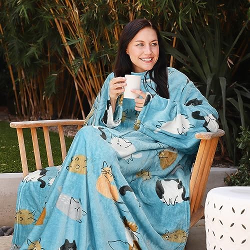 Catalonia Wearable Blanket with Sleeves for Women & Men, Fleece Wrap Throw - Image 4