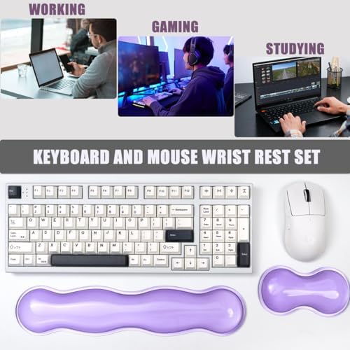 Gel Keyboard and Mouse Wrist Rest Set,Wrist Pad for Computer Keyboard | Purple Wrist Support for Keyboard 60%/68%/75%, Keyboard Cushion, Comfort & Support for Typing and Gaming - Image 4