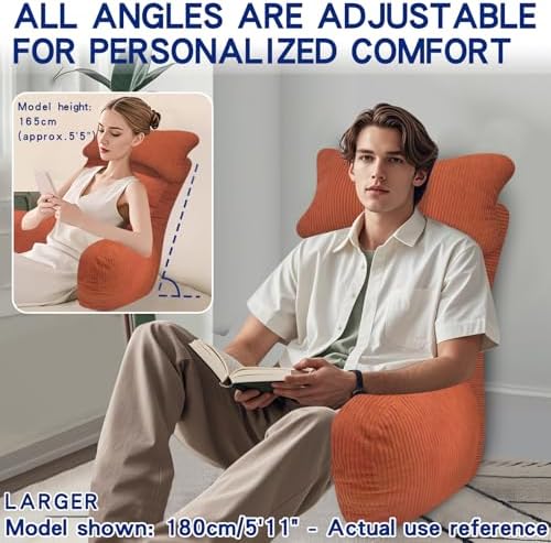 YDCEULARDOH Reading Pillow for Bed Adult – Large Bed Pillow with Arms, Supportive Back Pillow for Sitting Up in Bed for Reading, Watching TV, or Gaming - Image 3