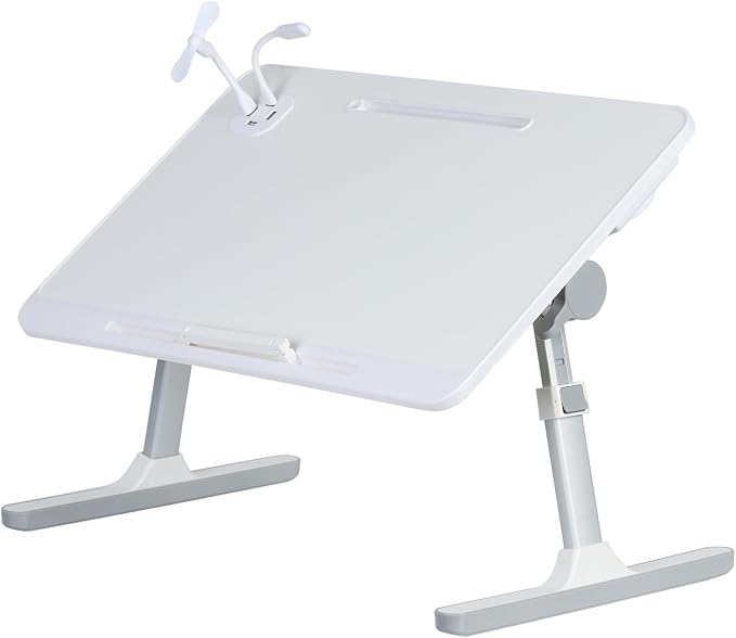 Laptop Bed Tray Table, Adjustable Laptop Compute Bed Desk Stand, Portable Laptop Desk with Foldable Legs, Foldable Laptop Tablet Table for Sofa Couch White by Haibinsuo