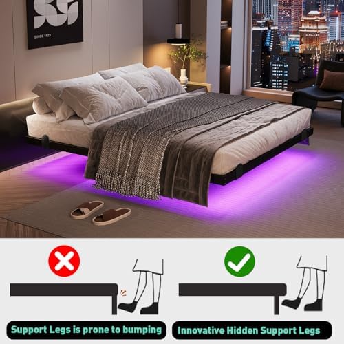 AGXI Floating Bed Frame with LED Lights and Charging Station, 14 Inch King Size Floating BedFrame - Modern King Size Bed Frame Easy Assembly No Box Spring Needed - Image 6