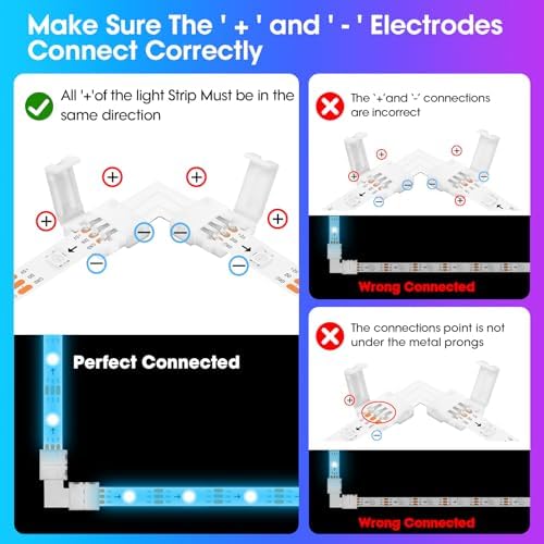 10Packs 3-Pin L Shape RGB LED Light Strip Connectors 8mm Unwired Gapless Solderless Adapter Terminal Extension - Image 5