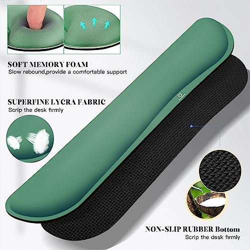 Gimars 4 in 1 Mouse Pad and Keyboard Wrist Rest Set, Large Mouse Pad with Memory Foam Wrist Support Pad for Desk with Coaster, Easy Typing Pain Relief, Gaming Office Home, 31.5x12 inch, Dark Green - Image 6