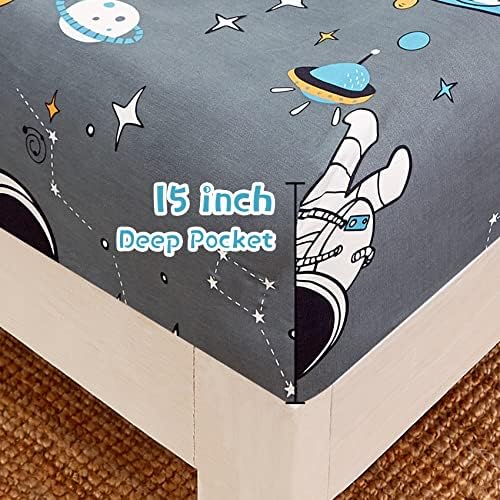 JSD Grey Astronaut Kids Full Sheet Set Space Theme 4 Piece - Image 3
