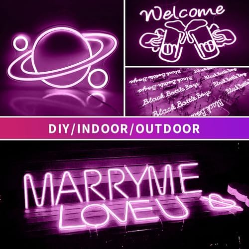 Purple LED Neon Strip Lights 16.4FT/5M Flexible 12V DC Rope Light - Image 5