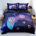King Size Bedding Set for Gamers - Comforter Cover with Pillowcases Featuring Charming Powder Blue Gamepad Artwork, Creates Energetic Gaming Ambiance in Kids' Bedrooms by Holiyjog