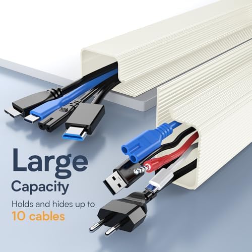 Delamu 2 Pack Under Desk Cable Management, Safe Tidy Cable Management Under Desks for Home Office, Cord Organizer for Desk, Wire Organizer Kit, Beige - Image 6
