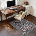 Anidaroel 36"x48" Office Chair Mat for Hardwood Floor, Black Floral Computer Chair Mat, Anti-Slip Vintage Under Desk Rug for Office, Low Pile Bird Bug Office Rugs for Rolling Chairs by Anidaroel