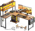 AODK L Shaped Desk Gaming Desk with LED Light & Power Outlet by AODK