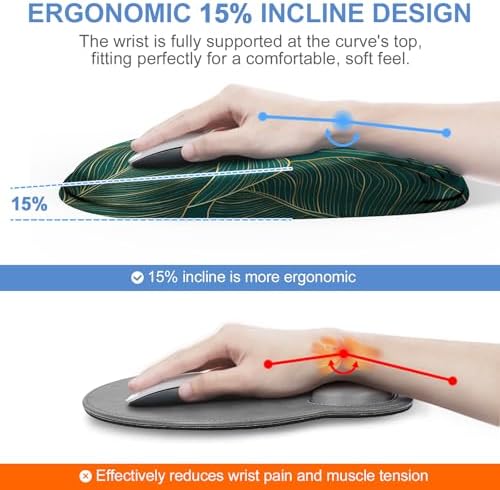 Mouse Pad with Wrist Rest, Comfortable Memory Foam Wrist Rest for Computer Keyboard, Ergonomic Mouse Pad Set for Easy Typing & Pain Relief for Office & Home, Green - Image 2
