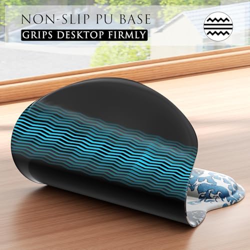 MROCO Ergonomic Mouse Pad with Gel Wrist Rest, 9.4 x 8.1 in, Great Wave - Image 6