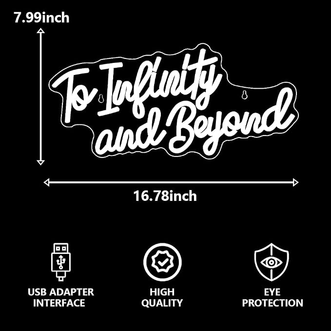 To Infinity and Beyond Neon Sign, Led Light Neon Signs for Wall Decor,Anime To Infinity and Beyond Neon Lights for Bedroom Men Cave Party Decor, Birthday Christmas Gifts for Boys and Girls - Image 4