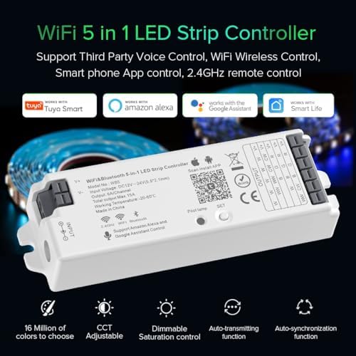 BTF-LIGHTING WB5 2.4GHz WiFi LED Controller for Dim/CCT/RGB/RGBW/RGBCCT LED - Image 3