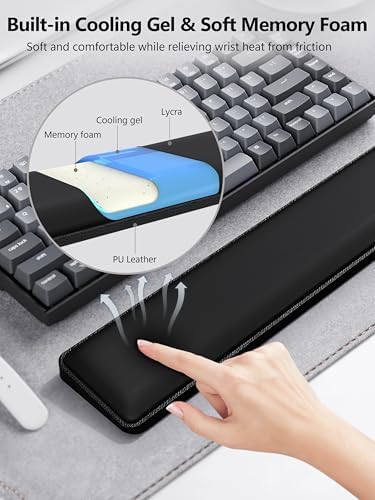 Cooling Gel Keyboard Wrist Rest, Ergonomic 17.13” Full-Size Wrist Support | Relieve Pain, Prevent Injuries, Smooth & Soft Keyboard Non-Slip Palm Rest for Long Hours of Work, Gaming, Studying, Typing - Image 3