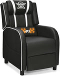 GYMAX Gaming Recliner, Massage Gaming Chair with Adjustable Backrest Footrest, Remote Control & Side Pocket, Ergonomic Game Lounge Chair, Racing Style Single Theater Seat Game Sofa for Adults (White) by GYMAX