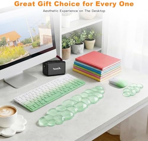 Cloud Keyboard and Mouse Wrist Rest Set, Clear Gel Keyboard Mouse Wrist Rest Support Pad for Typing Pain Relief, Cute Aesthetic Desk Decor Accessory for Home Office Dorm (Green) - Image 7