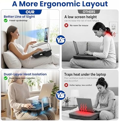 Laptop Lap Desk with Cushion, Laptop Stand for Bed with Pillow - Image 4
