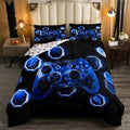 Feelyou Kids Blue Gamer Comforter Set Queen Size, Game Console Comforter Space Universe Gaming Bedding Set Boys Girls Gamepad Teens Duvet Set Bedroom Decor Bed Set 3Pcs by Feelyou