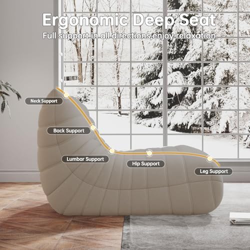 WHGBJA Giant Bean Bag Chair for Adults, Comfy Beanbag with Memory Foam | Floor Sofa Chair for Gaming, Reading, Bedroom, Living Room, Boneless, Ergonomic - Image 5