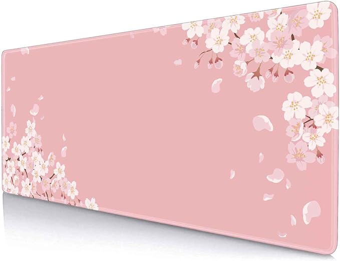 IMAYONDIA Pink Japanese Desk Mat, Cherry Blossom Large Gaming Mouse Pad, Non-Slip Rubber Base Mousepad for Women, Desk Pad for Work, Game, Office, 31.5x11.8 Inch- Sakura Flowers Aesthetic by IMAYONDIA