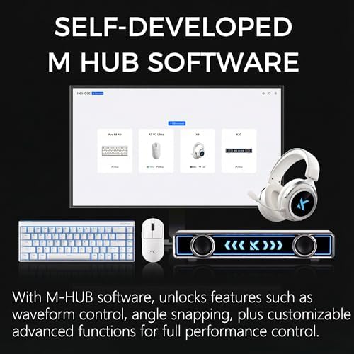 MCHOSE A7 V2 Ultra Wireless Gaming Mouse, Tri-Mode Connection, 59 Grams, PAW3950 TI Custom 42K DPI Sensor, Wired/Wireless Dual 8K Polling, 130 Hour Battery Life - White - Image 7