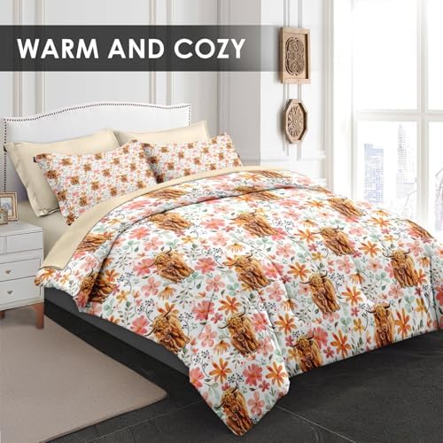 Pamnest Twin Comforter Set with Sheets, 5 Pieces Cute Highland Bedding - Image 2
