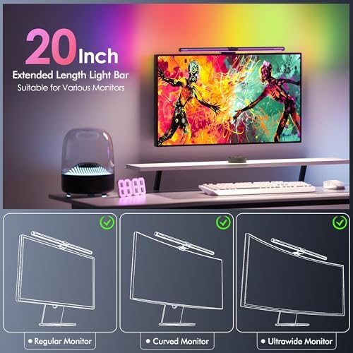 Quntis RGB Monitor Light Bar with Remote, Flat Curved & Ultrawide Fits - Image 2