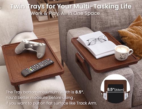 2 Pack Bamboo Couch Arm Tray,Folding Sofa Armrest Table(Brown) - Image 5