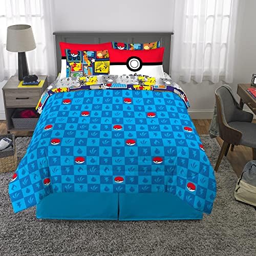 Pokémon Pikachu Full Size Bedding Set – Kids Bedding Super Soft Cozy Reversible Comforter and Sheet Set with Sham, 7 Piece Full Size, (Officially Licensed Product) by Franco - Image 6