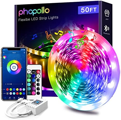 Phopollo 50FT LED Strip Lights 5050 RGB Color Changing for Bedroom by Phopollo